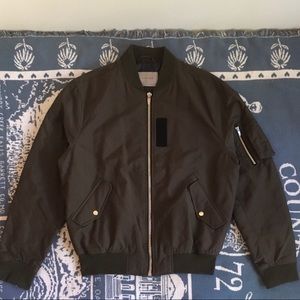 Zara Olive Bomber Jacket Size XL